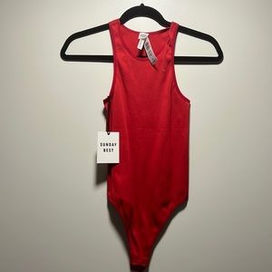 Aritzia Sunday Best Red Bodysuit
